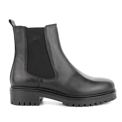 Hush Puppies Ganna siyah hakiki deri kadın bot, yandan görünüm