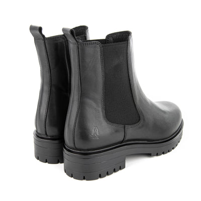 Hush Puppies Ganna siyah kadın bot çifti, arkadan çapraz görünüm