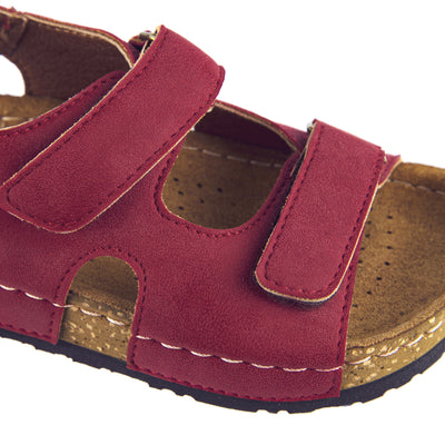 MUYA Lyra 24–29 Kırmızı çocuk sandalet – cırtlı bant ve mikrofiber iç taban detayı